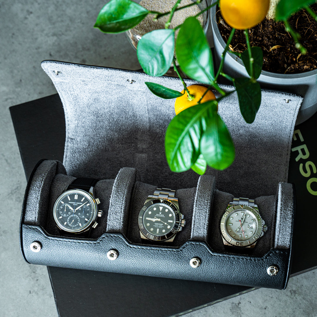 Travel Watch Roll Large - Black Grey