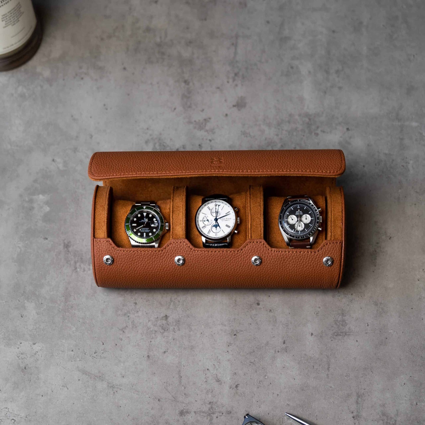 Travel Watch Roll Large - Brown Litchi