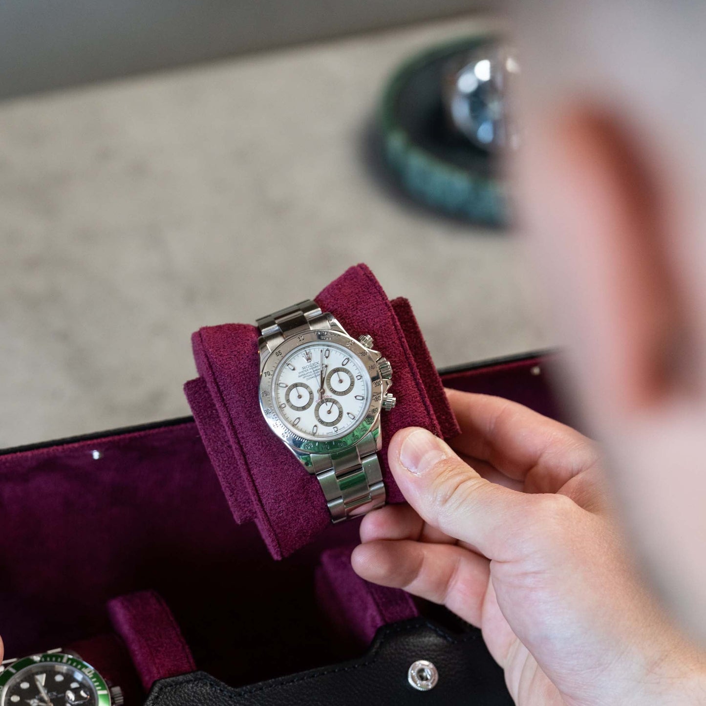 Personalized Travel Watch Roll Extra Large - Black Cherry