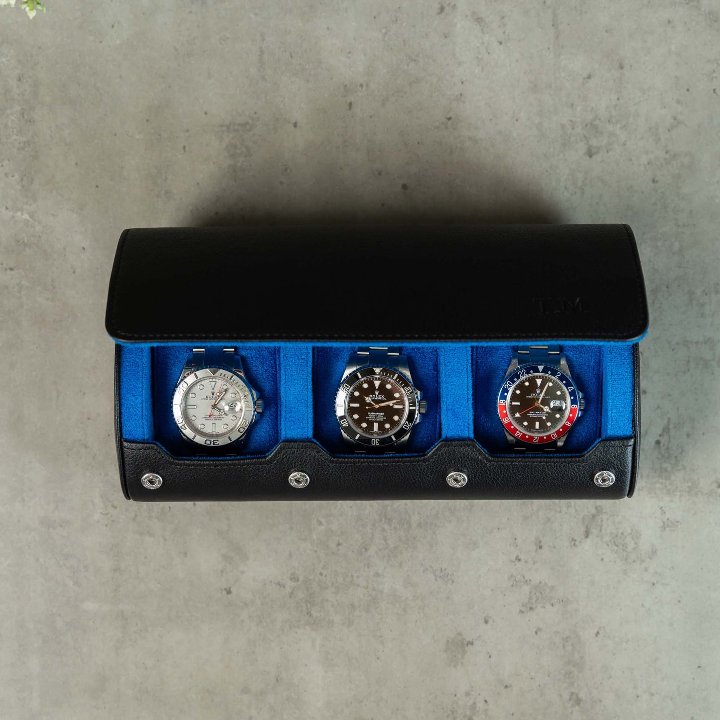 Travel Watch Roll Large - Black Blue