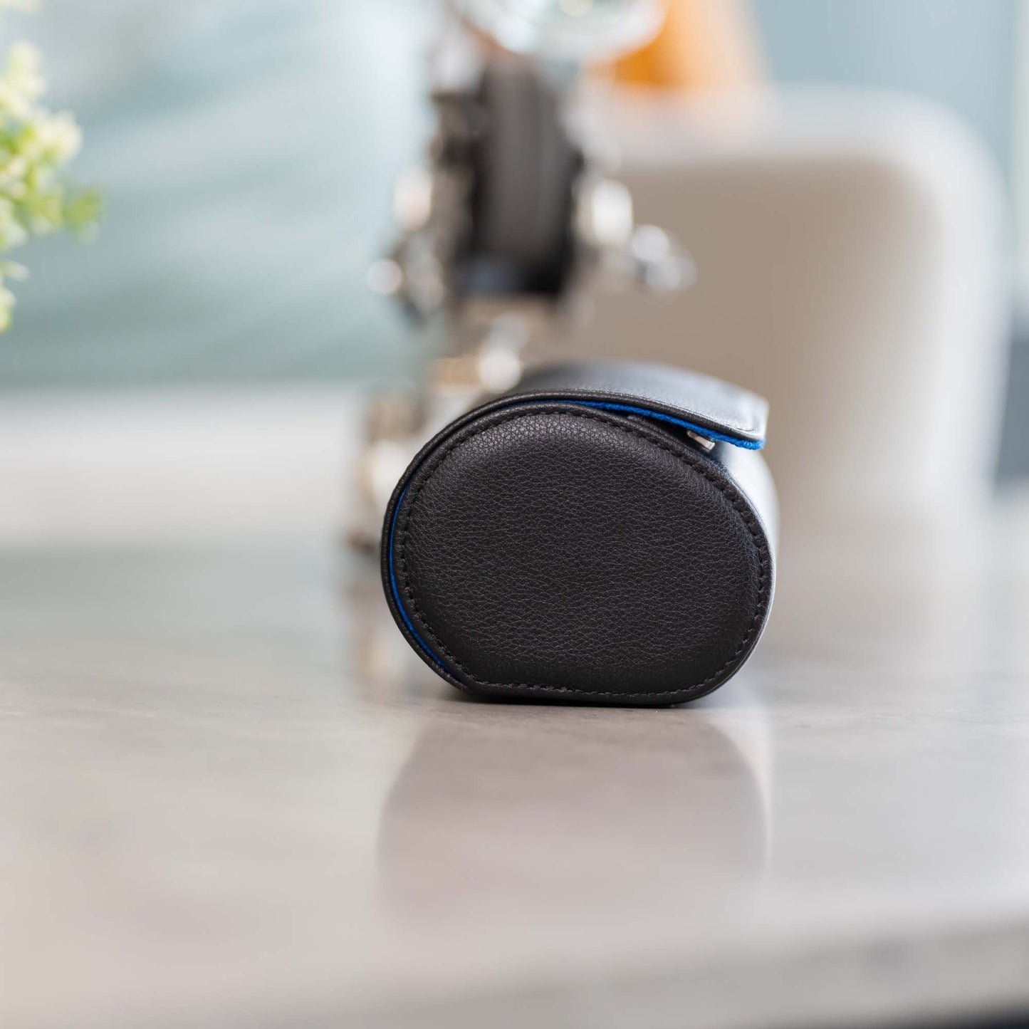 Two Slot Watch Roll - Black Blue