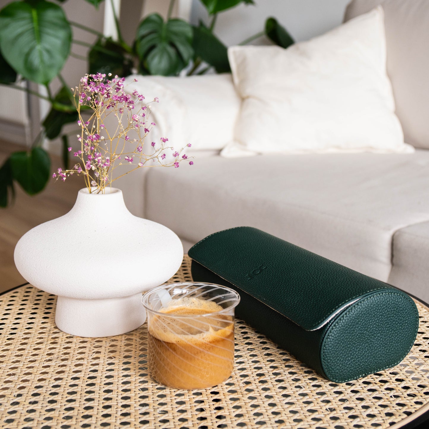 Travel Watch Roll Large - Dark Green Litchi