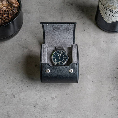 Personalized Single Watch Roll - Black Grey