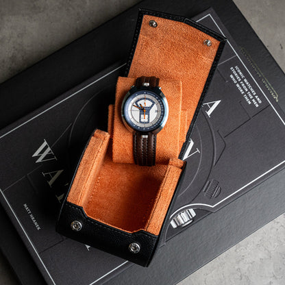Personalized Single Watch Roll - Black Orange