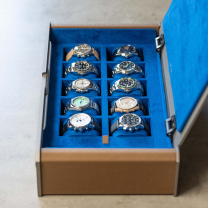 AUBLIQ Watch Box Grey 10 Slot + Strap Slot