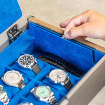 AUBLIQ Watch Box Grey 10 Slot + Strap Slot