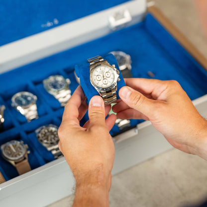 AUBLIQ Watch Box Silver 10 Slot + Strap Slot