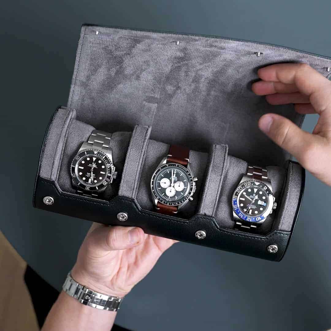 Travel Watch Roll Large - Black Grey