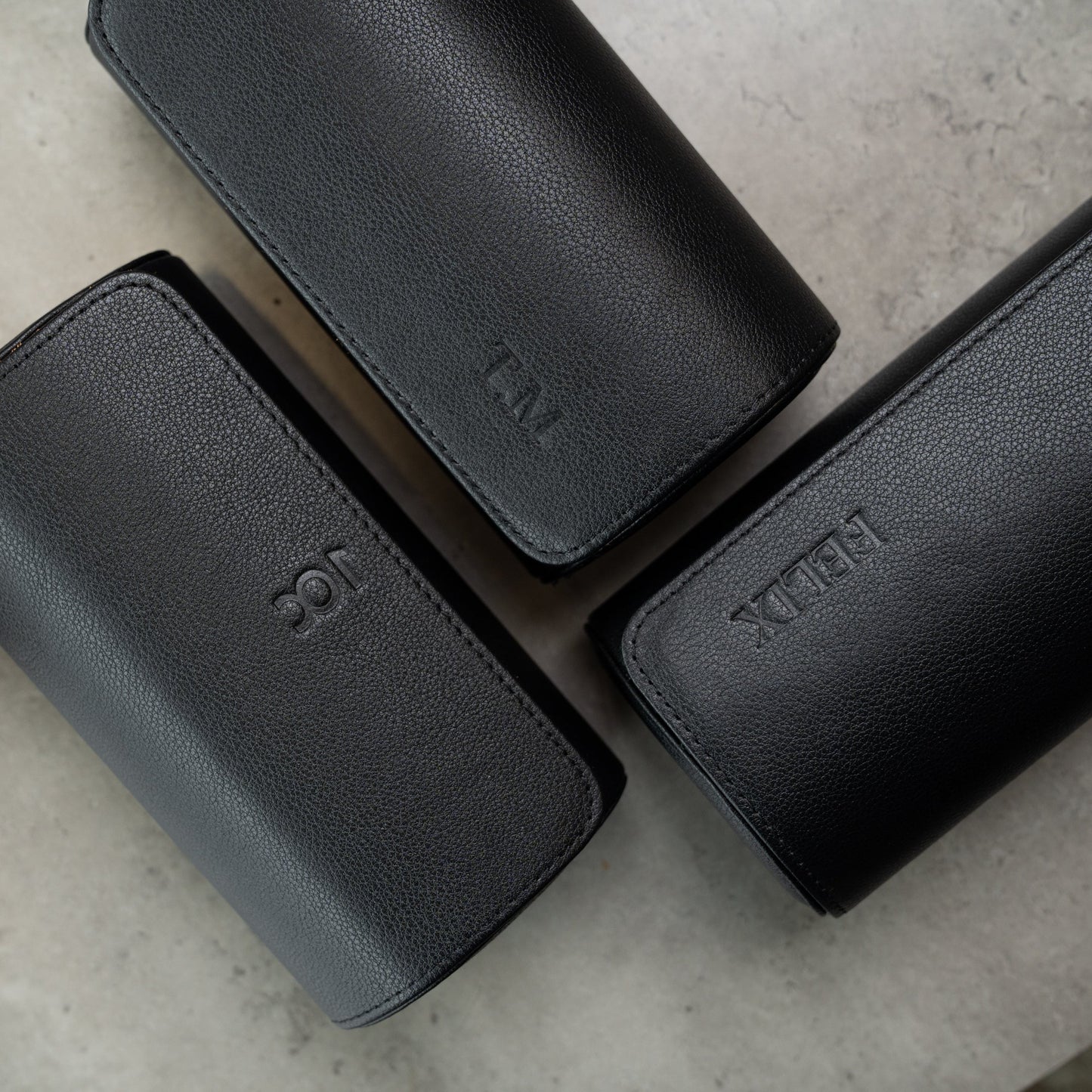 Personalized Two Slot Watch Roll - Black Orange