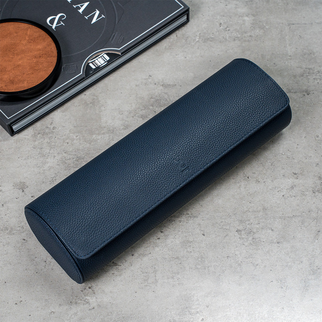 Travel Watch Roll Extra Large - Navy Blue Litchi