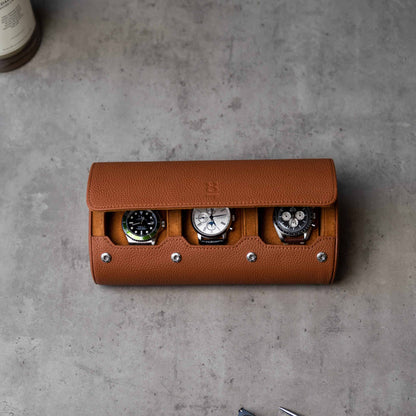 Travel Watch Roll Large - Brown Litchi