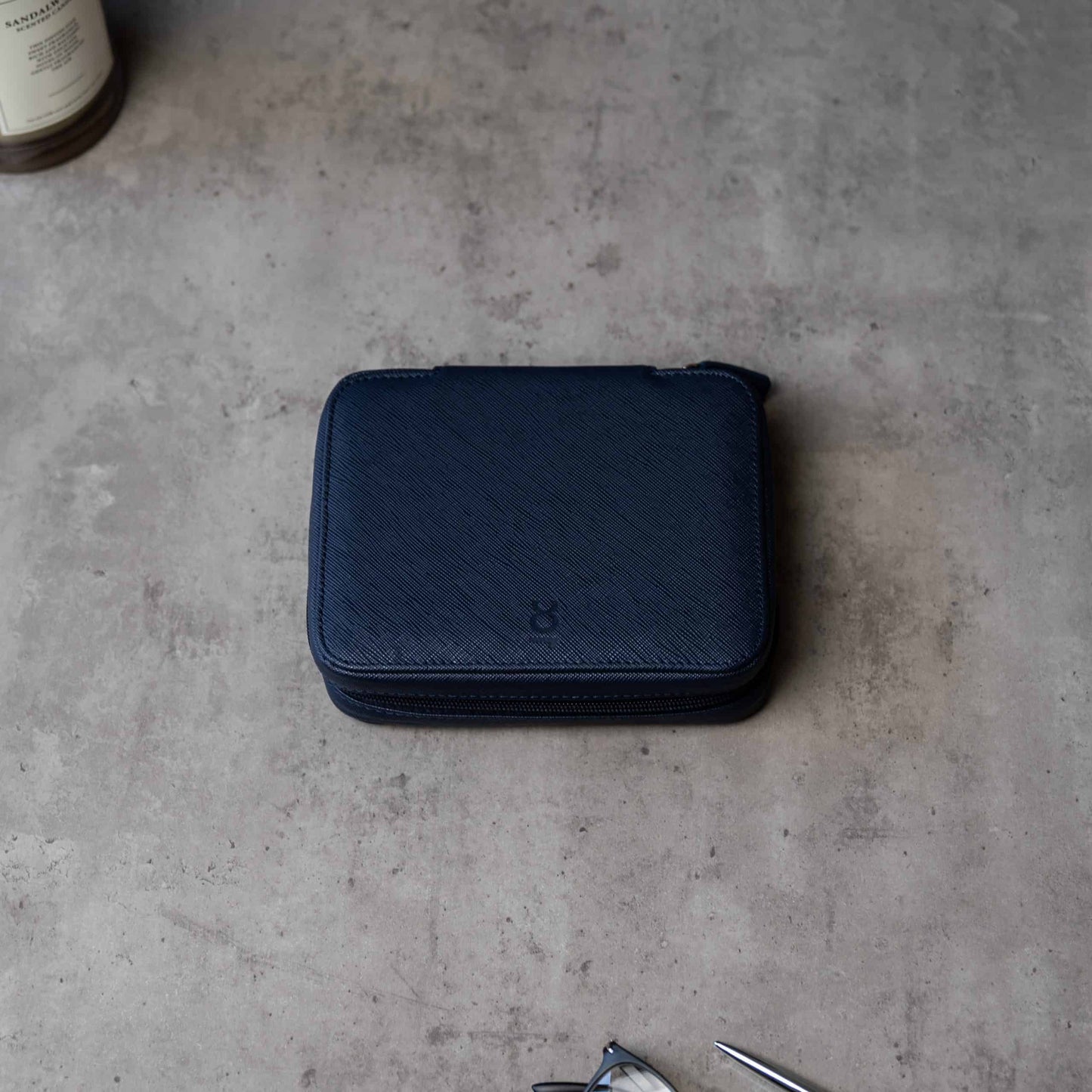 Watch Case For 4 Watches - Navy Blue