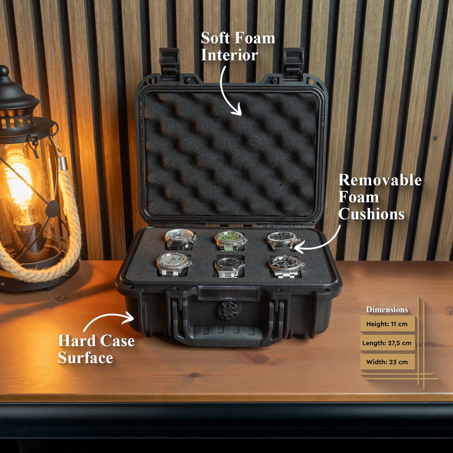 All Black 6 Slot Watch Box