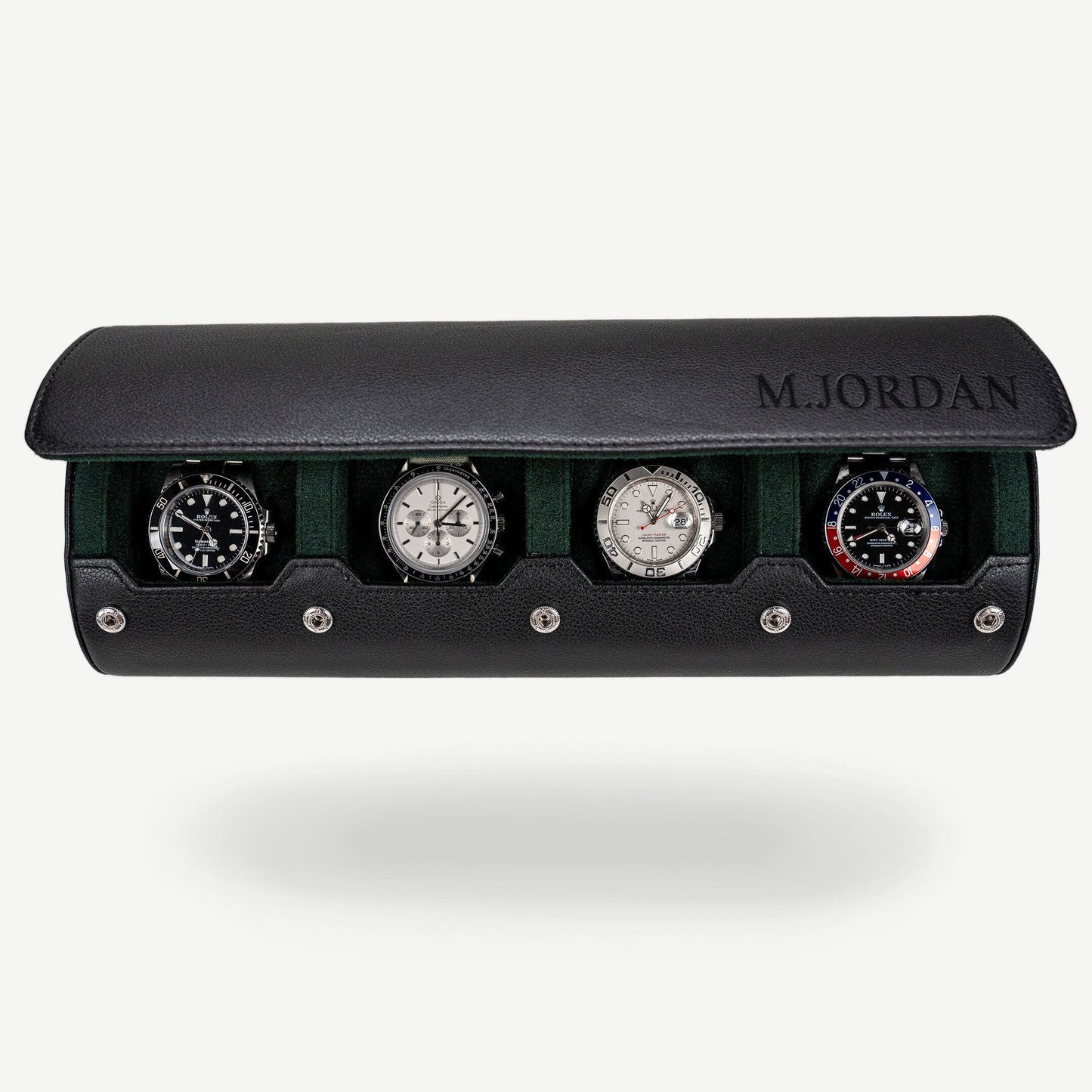 Personalized Travel Watch Roll Extra Large - Black Green