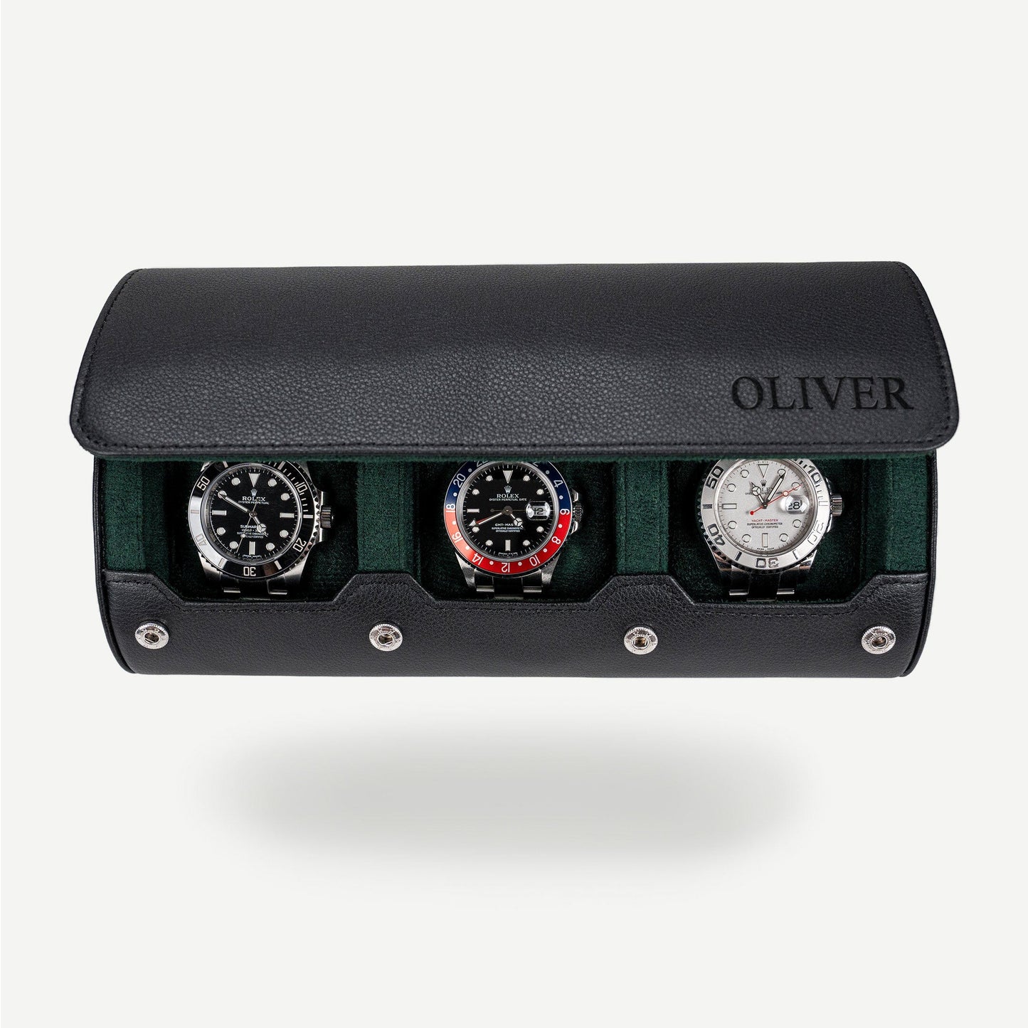 Personalized Watch Roll Large - Black Green