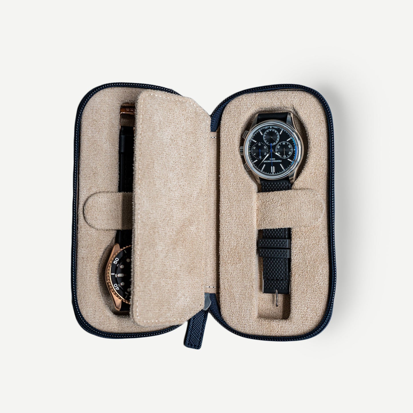 Watch Case For 2 Watches - Navy Blue