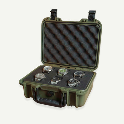 Olive Green 6 Slot Watch Box