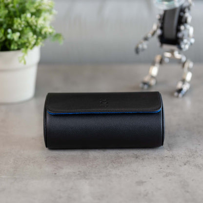 Two Slot Watch Roll - Black Blue