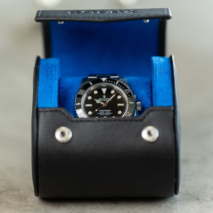Personalized Single Watch Roll - Black Blue
