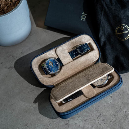 Watch Case For 2 Watches - Navy Blue