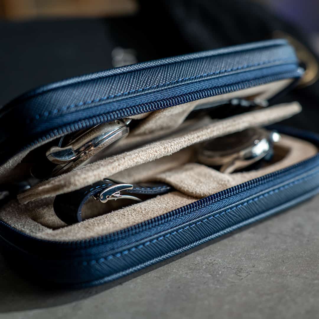 Watch Case For 2 Watches - Navy Blue
