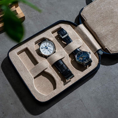 Watch Case For 6 Watches - Navy Blue