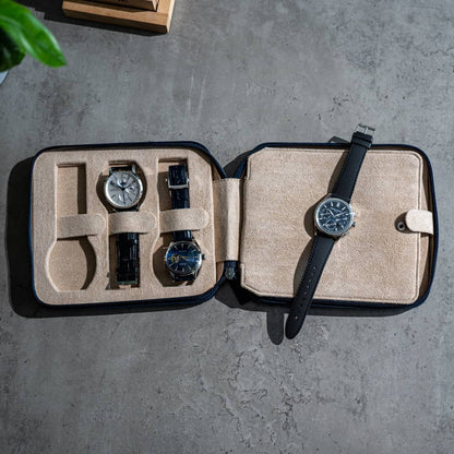 Watch Case For 6 Watches - Navy Blue