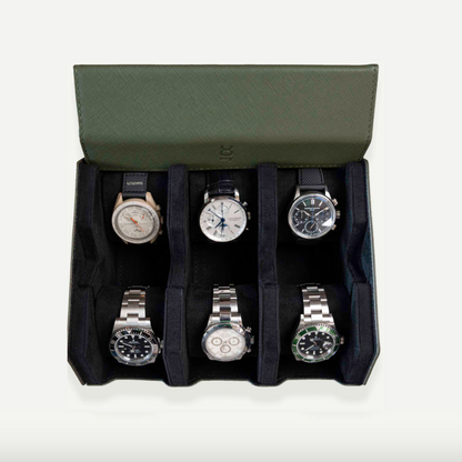 Hexagon Forest Green 6 Slot Watch Box