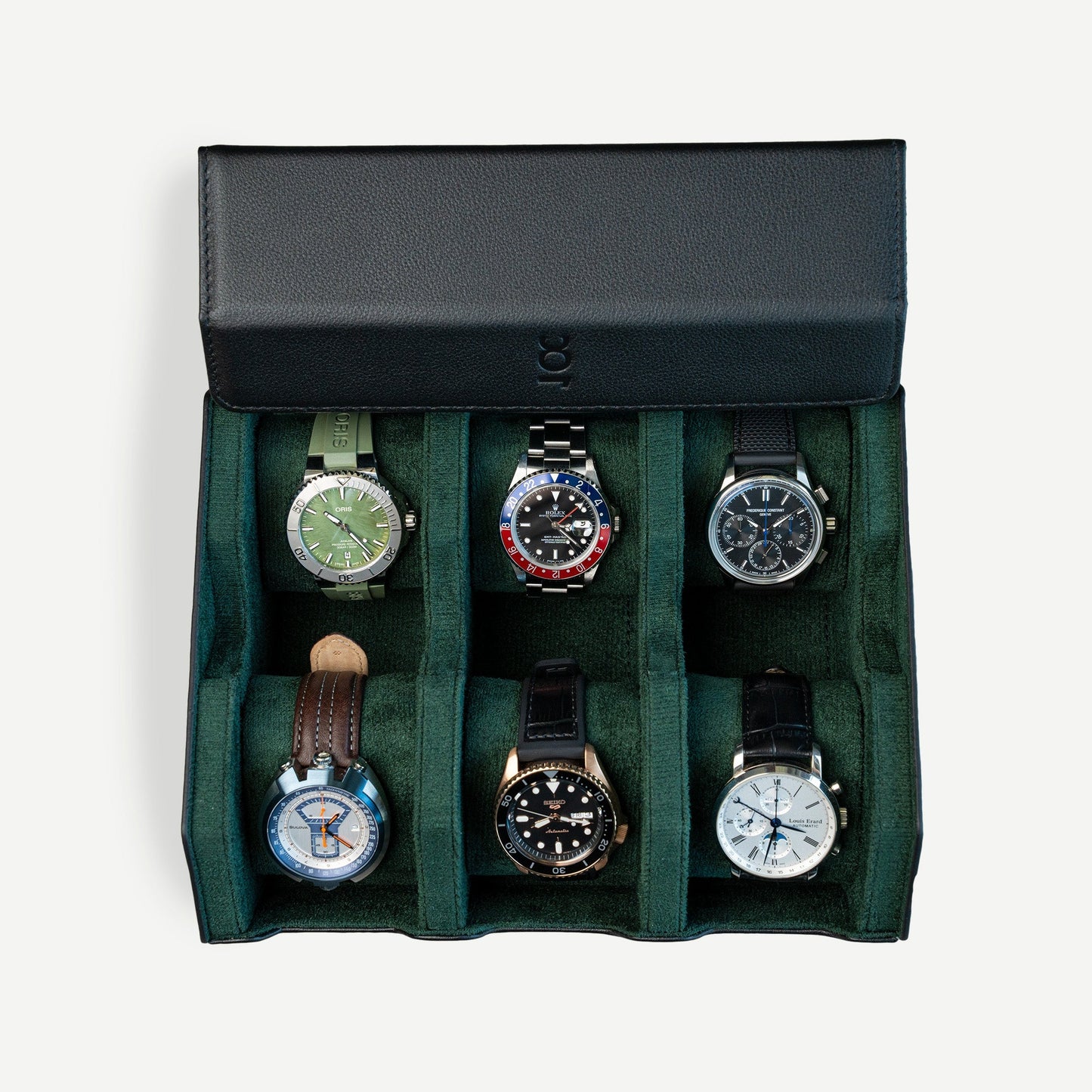 Hexagon Black Green 6 Slot Watch Box