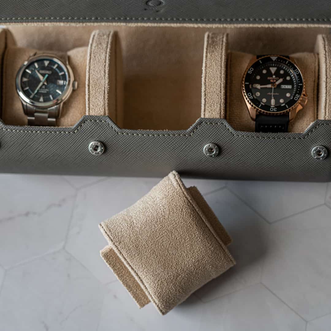 Travel Watch Roll Large - Grey Saffiano