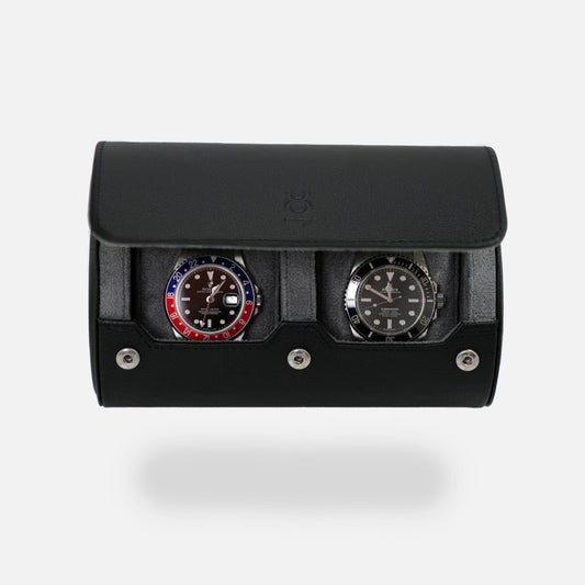 Two Slot Watch Roll - Black Grey