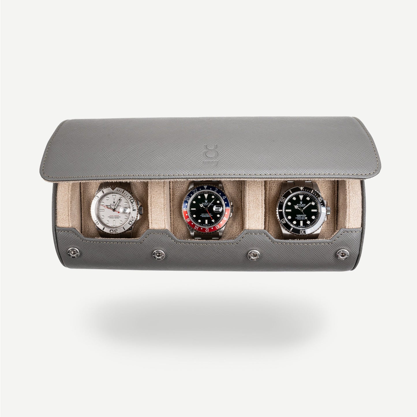 Travel Watch Roll Large - Grey Saffiano