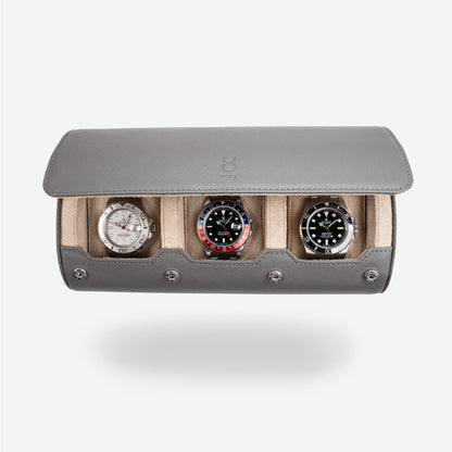 Travel Watch Roll Large - Grey Saffiano