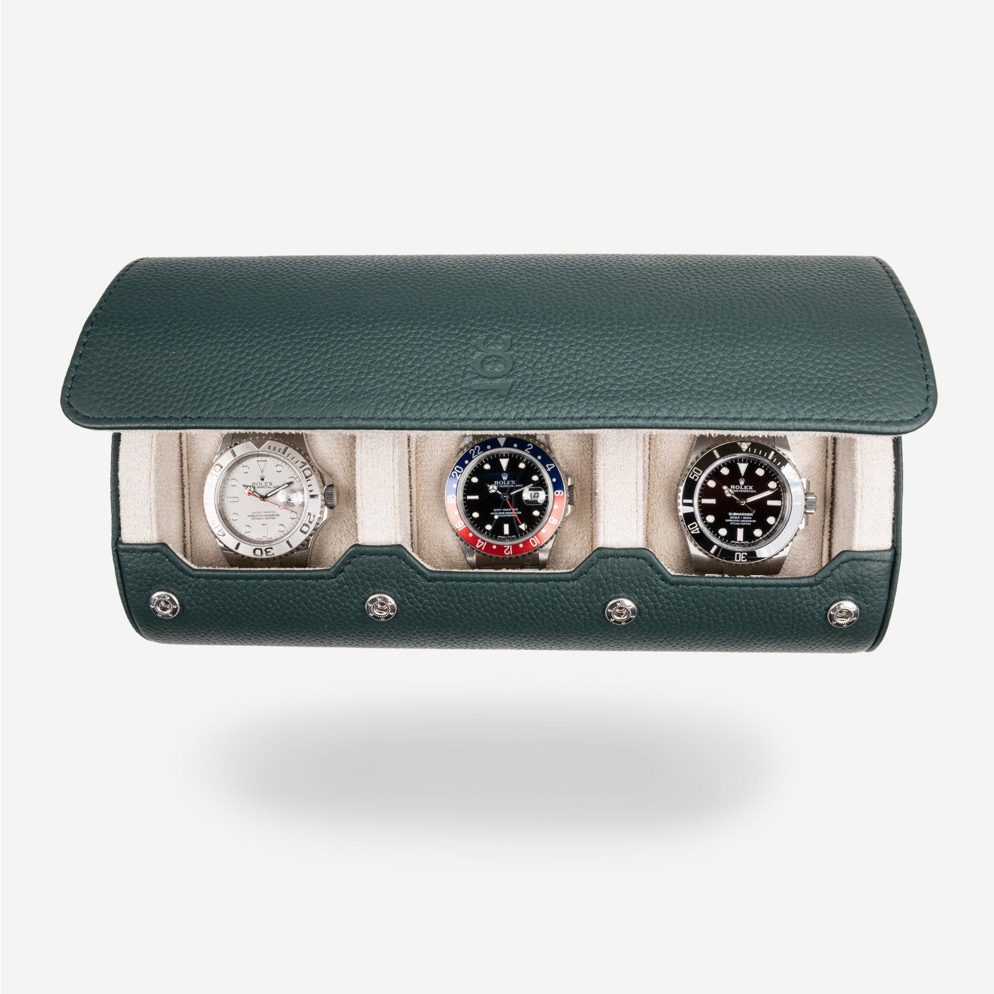 Travel Watch Roll Large - Dark Green Litchi