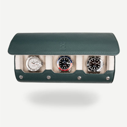 Travel Watch Roll Large - Dark Green Litchi