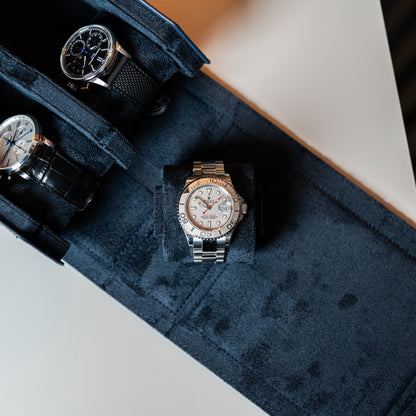 Hexagon Navy Blue 4 Slot Watch Box