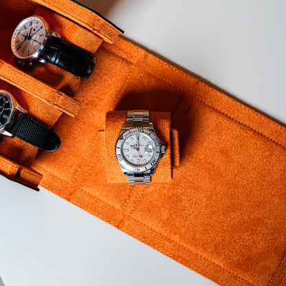 Hexagon Black Orange 4 Slot Watch Box