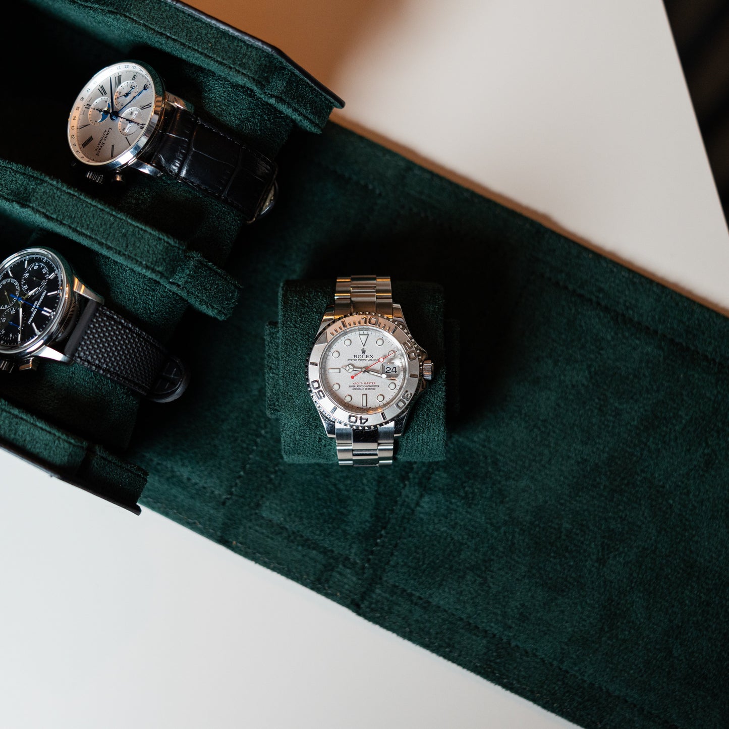 Hexagon Black Green 4 Slot Watch Box