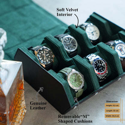 Hexagon Black Green 6 Slot Watch Box
