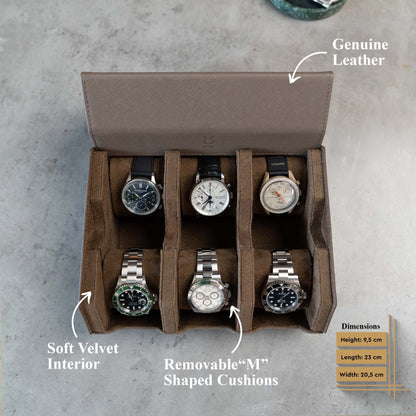 Hexagon Light Brown 6 Slot Watch Box