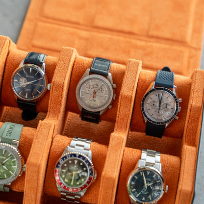 Hexagon Black Orange 6 Slot Watch Box