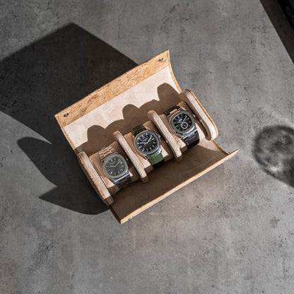 Tuscany Cork 3 Slot Watch Roll