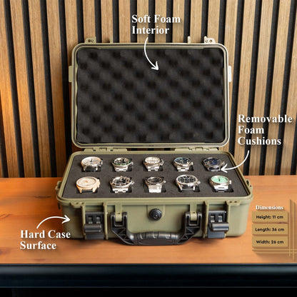Olive Green 10 Slot Watch Box