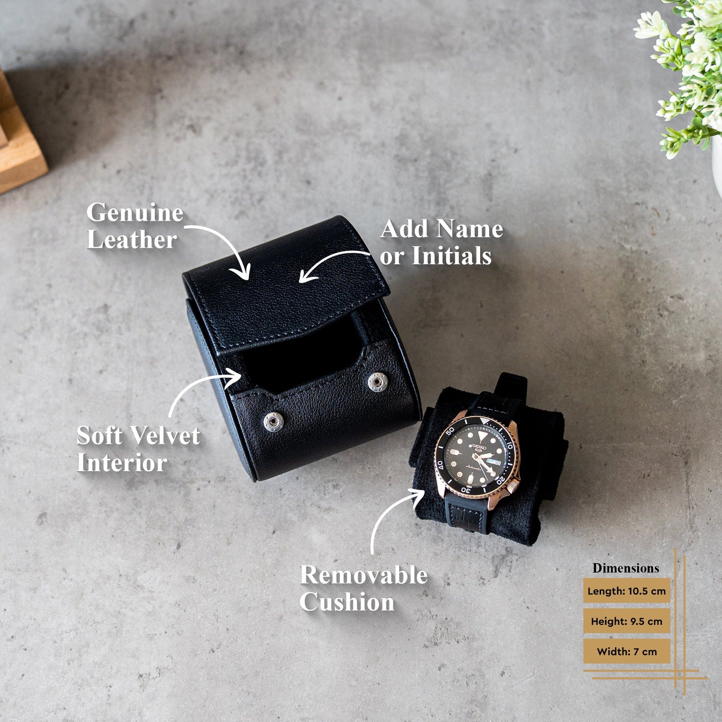 Personalized Single Watch Roll - All Black