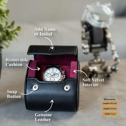 Personalized Single Watch Roll - Black Cherry