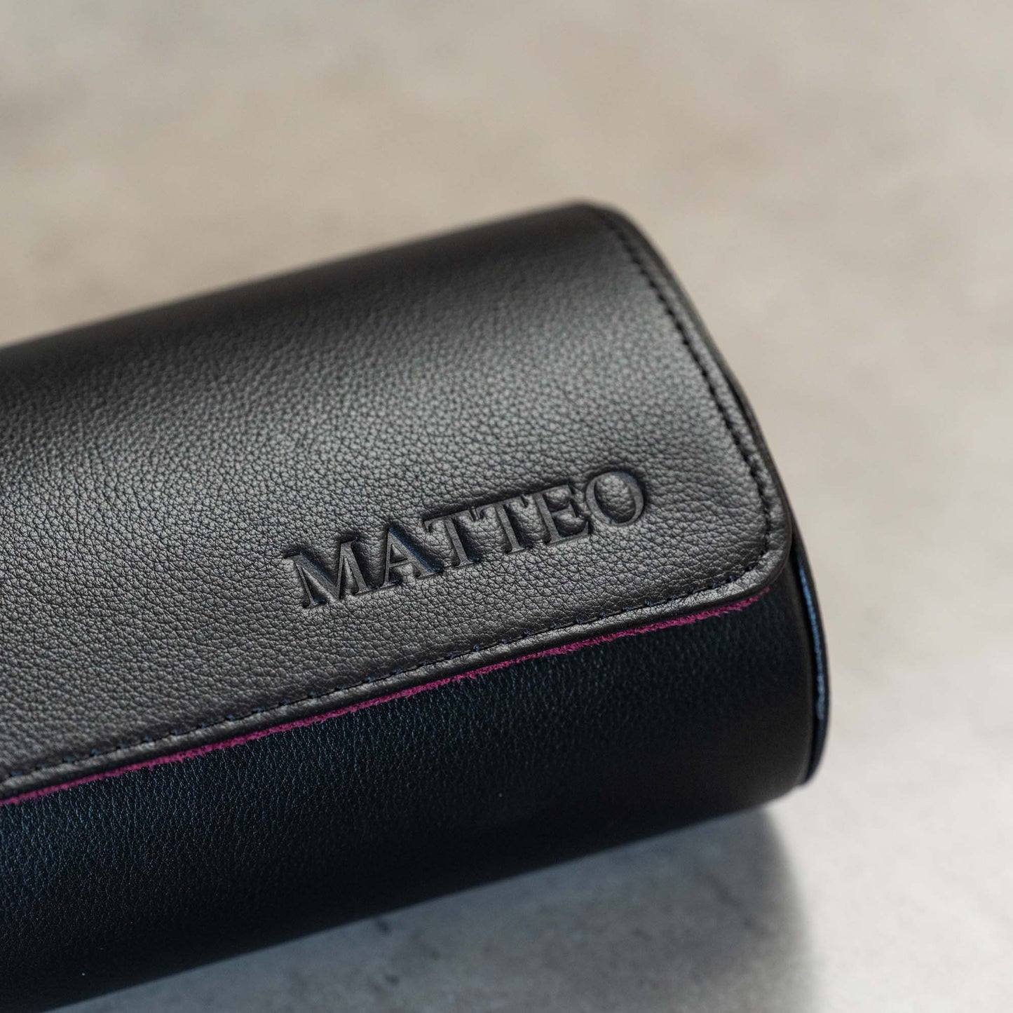 Personalized Travel Watch Roll Extra Large - Black Cherry