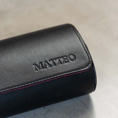 Personalized Travel Watch Roll Extra Large - Black Cherry