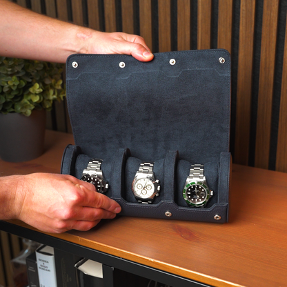 Personalized Watch Roll Large - Navy Blue