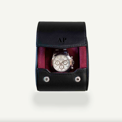 Personalized Single Watch Roll - Black Cherry