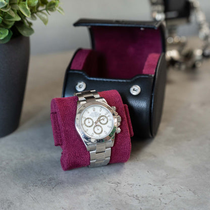 Personalized Single Watch Roll - Black Cherry